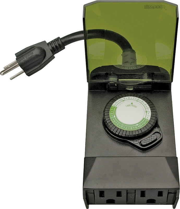Woods 50011 Programmable Mechanical Timer, 15 A, 125 V, 1875 W, 24 hr Time Setting, 24 On/Off Cycles Per Day Cycle