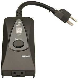 Woods 50013 Programmable Digital Timer, 15 A, 125 V, 1875 W, 24 hr Time Setting, Black