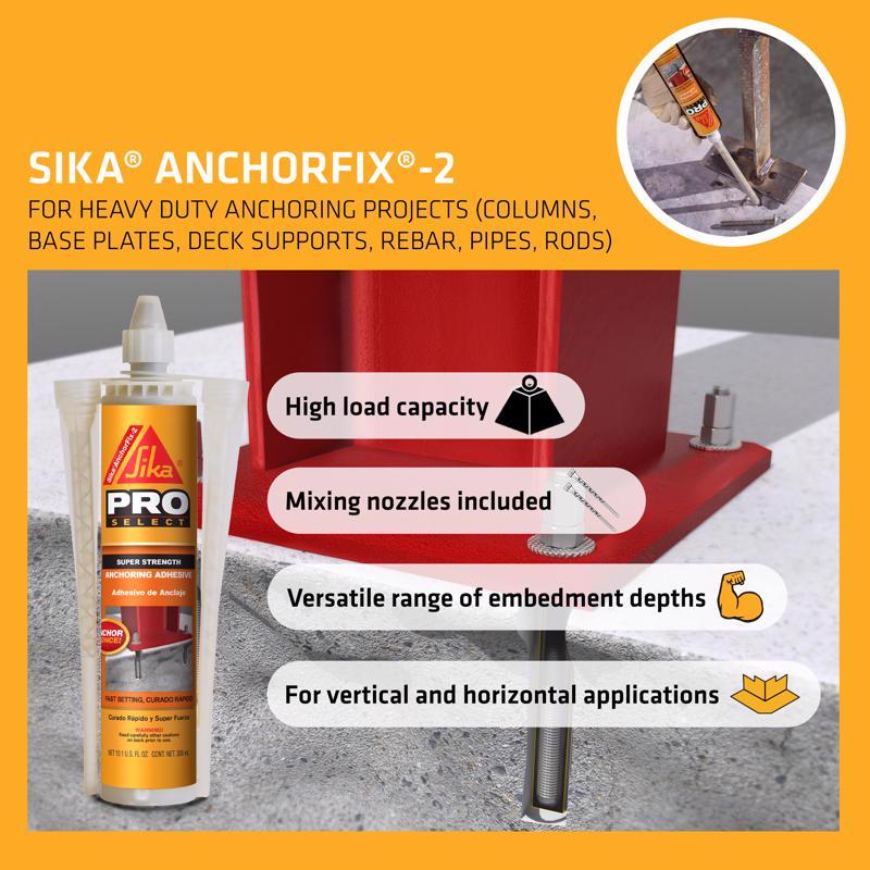 Sika Pro Select Super Strength Gray Anchoring Adhesive 10.1 oz, Pack of 12