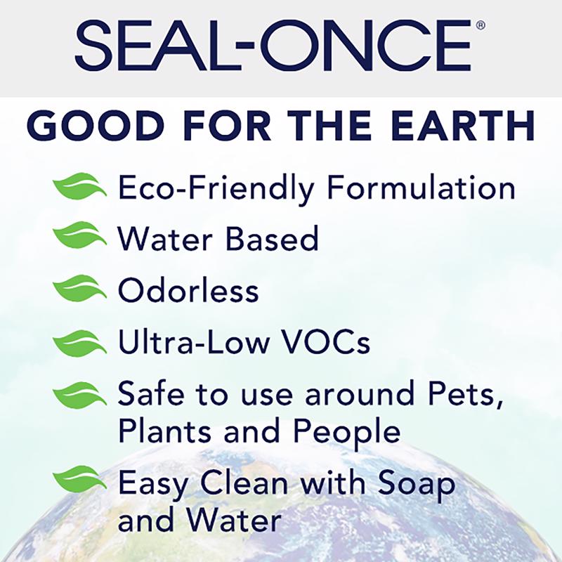 Seal Once Marine Grade Flat Clear Fully-Transparent Water-Based Premium Wood Sealer 1 gal, Pack of 4