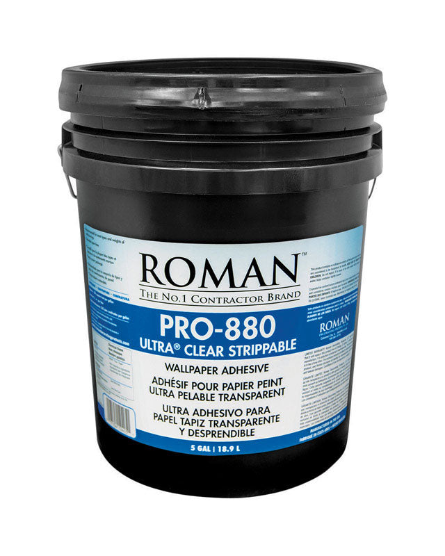 Roman PRO-880 Ultra Clear Strippable High Strength Starch Ultra Clear Wallpaper Adhesive 5 gal