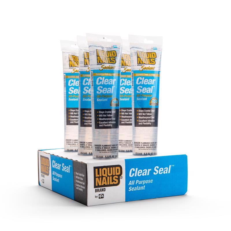 Liquid Nails Low Strength Rubber Clear Sealant 5.5 oz, Pack of 6
