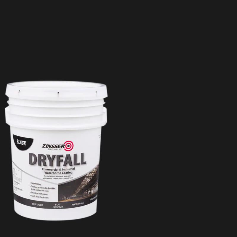 Zinsser DryFall Flat Black Water-Based Dryfall Waterbone Coating Interior 5 gal