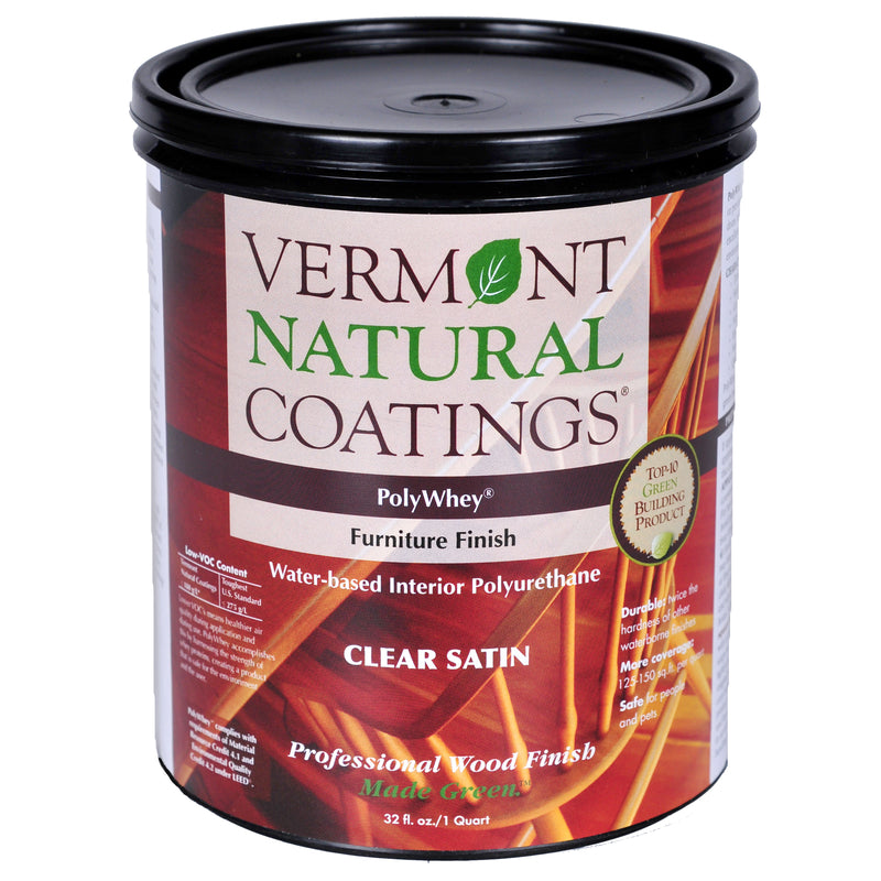 Vermont Natural Coatings PolyWhey Satin Clear Water-Based Furniture Finish 1 qt, Pack of 6