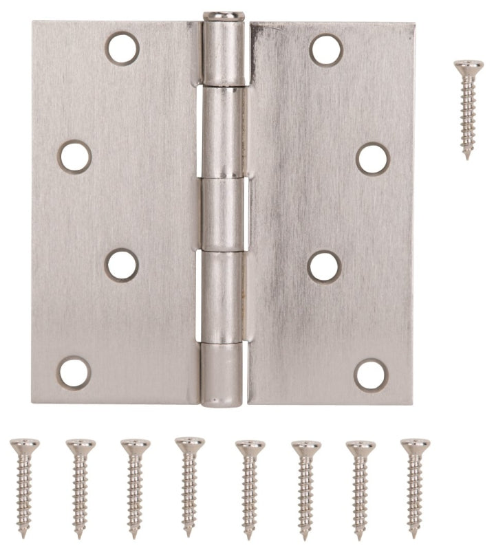 ProSource 20339SNX Square Corner Door Hinge, 4 in H Door Leaf, 1-3/4 in W Door Leaf, 2.2 mm Thick Door Leaf, 4 x 4 in
