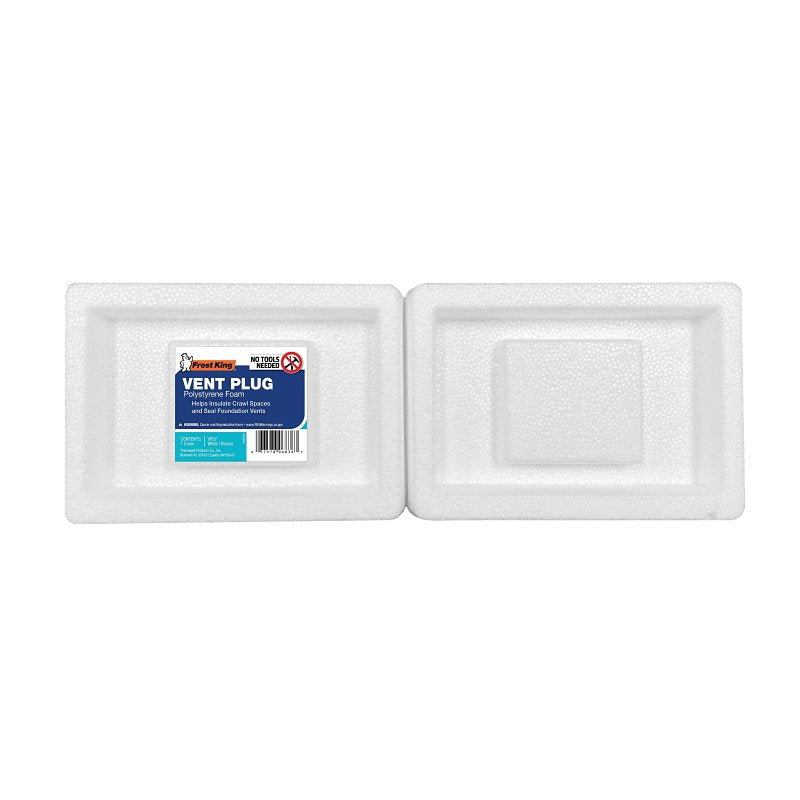 Frost King VP57 Small Foundation Vent Plug, 5-1/2 in H, Polystyrene, White
