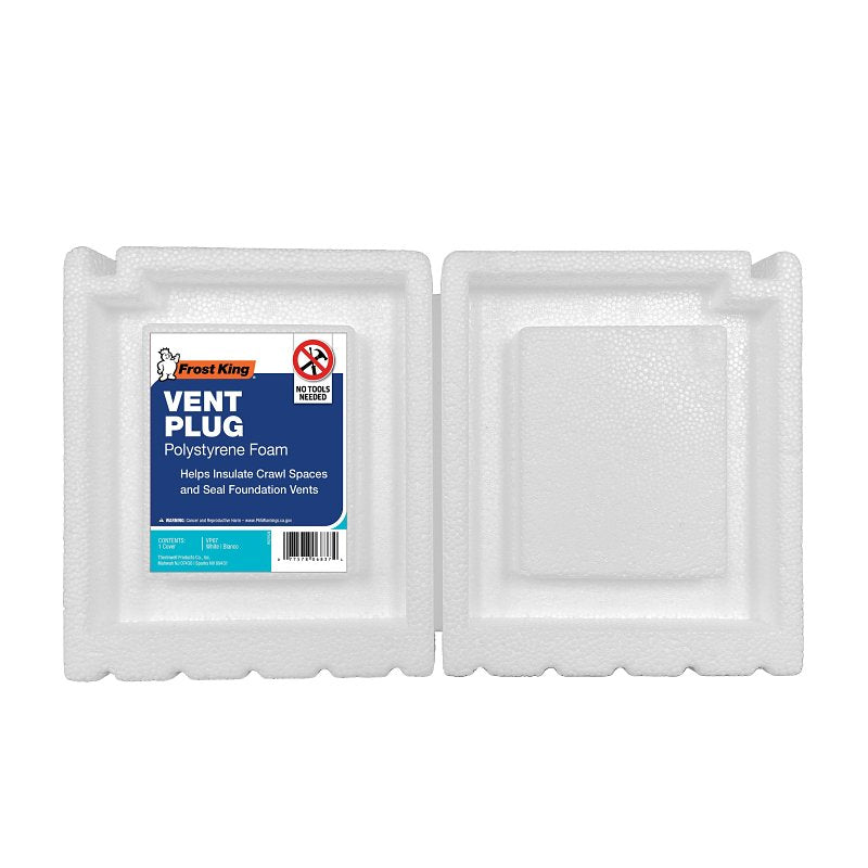 Frost King VP67 Large Foundation Vent Plug, 7-3/4 in H, Polystyrene, White