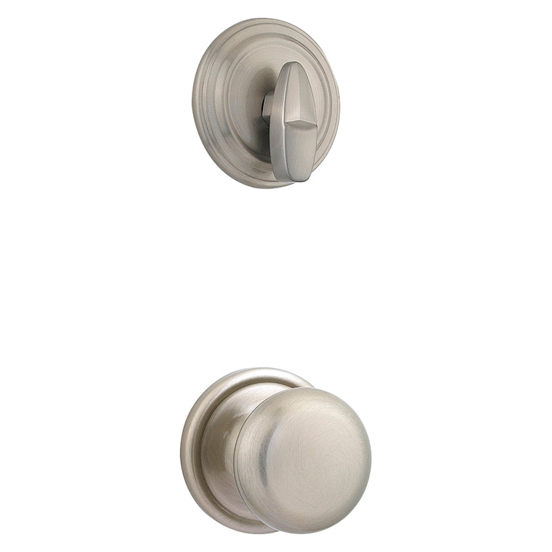 Kwikset 966H 15 Handleset Interior Trim, 3 Grade, Zinc, Satin Nickel, Knob Handle, 2-3/8, 2-3/4 in Backset, Residential