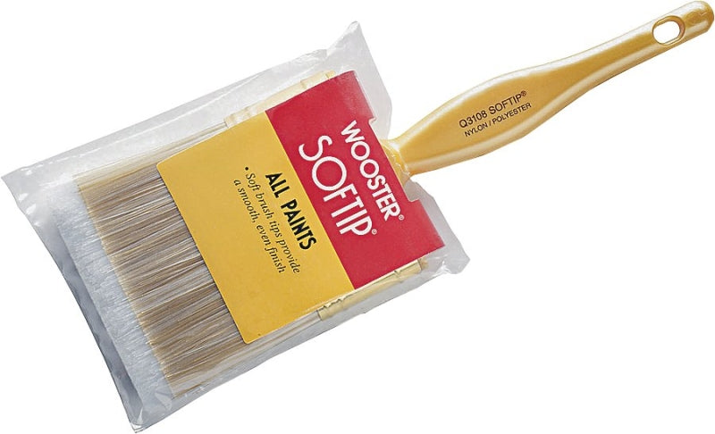 Wooster Softip Q3108-3 Paint Brush, 3 in W, Flat Brush, 2-5/8 in L Bristle, Polyester Bristle
