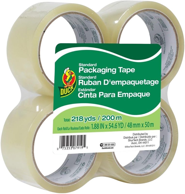 Duck 286279 Packaging Tape, Clear, 1.88 in W