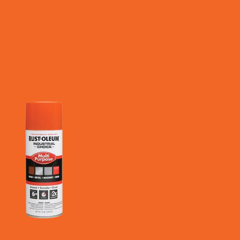 Rust-Oleum Industrial Choice Gloss OSHA Safety Orange Multi-Purpose Enamel Spray 12 oz, Pack of 6
