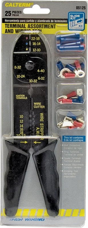 Calterm 05125 Slidekit Terminal with Crimp Tool, 600 V, 22 to 10 AWG Wire, Vinyl Insulation
