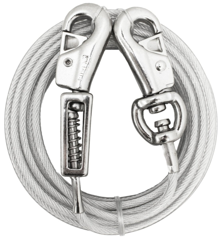 Guardian Gear Q5715SPG99 Tie-Out with Spring, 15 ft L Belt/Cable, For: Extra Large Dogs Up to 125 lb