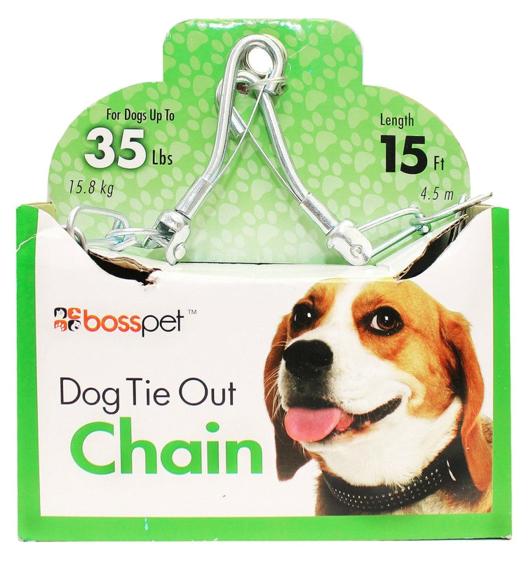 Guardian Gear 27215 Twist Chain with Swivel Snap, 15 ft L Belt/Cable, Steel, For: Medium Dogs Up to 35 lb