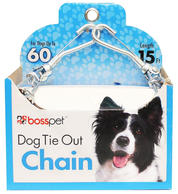 Guardian Gear 43715 Pet Tie-Out Chain, Twist Link, 15 ft L Belt/Cable, Steel, For: Large Dogs Up to 60 lb