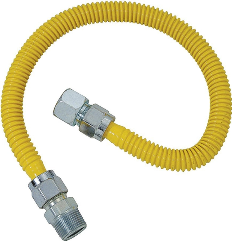 BrassCraft ProCoat Series CSSC21-72 Gas Connector, 3/4 in, MIP x FIP, Stainless Steel, Polymer-Coated, 72 in L