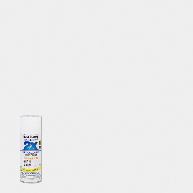Rust-Oleum Painter's Touch 2X Ultra Cover High-Gloss White Paint+Primer Spray Paint 12 oz, Pack of 6