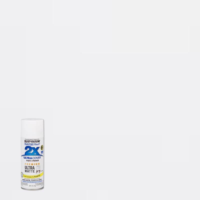 Rust-Oleum Painter's Touch 2X Ultra Cover Ultra Matte White Paint+Primer Spray Paint 12 oz, Pack of 6
