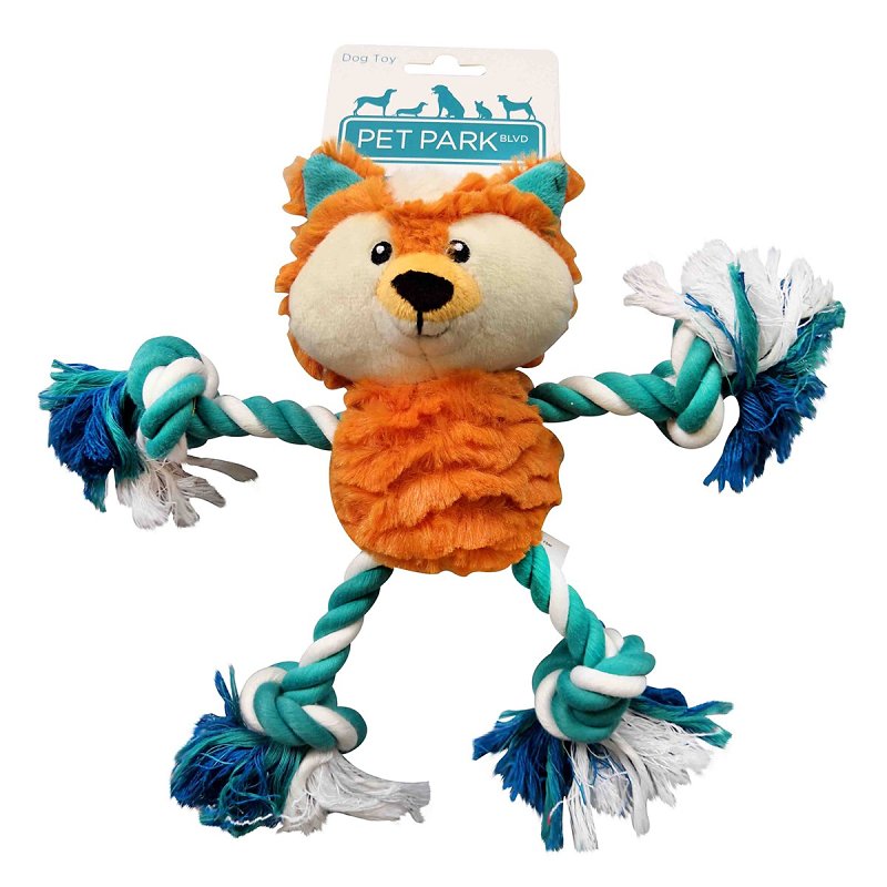Boss Pet Pet Park Blvd US2261 12 Dog Toy, Chew, Fetch Toy, Tugger Fox, Plush/Rope
