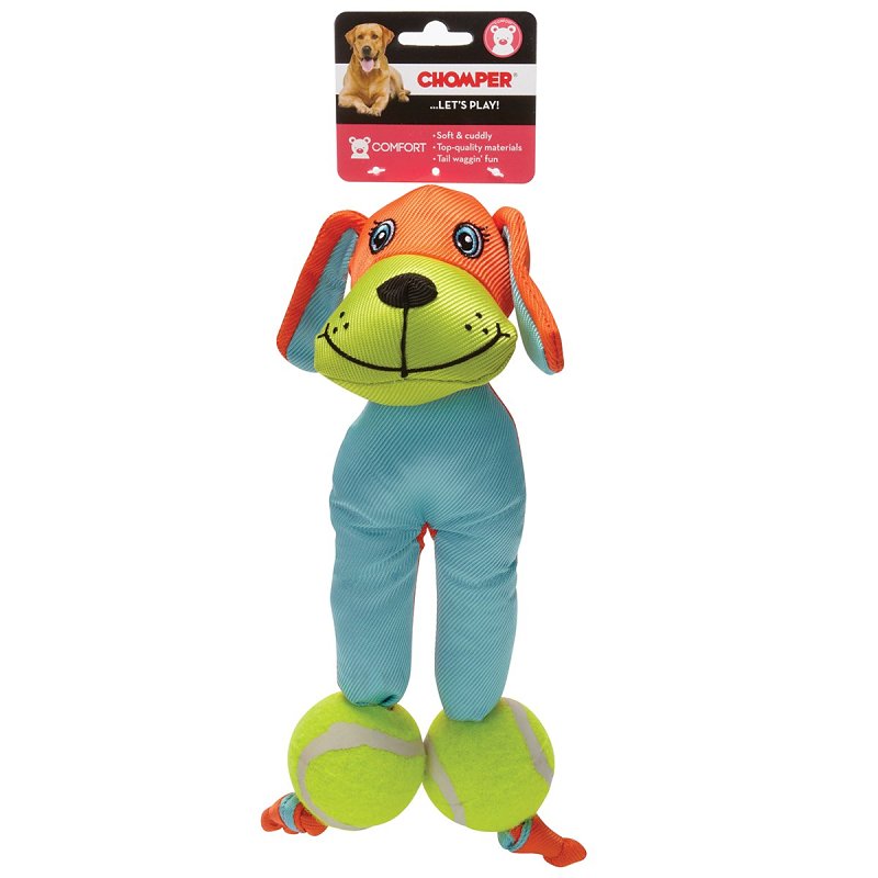 Chomper WB1101M-9 Dog Toy, Chew, Fetch, Tug, Tennis Tot, Nylon, Assorted