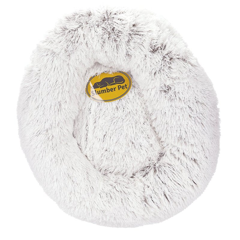 Slumber Pet ZW1652 18 11 Plush Cuddler Bed, 18 in L, 11 in W, Round, Bumper Style Pattern, Polyester Cover, Cream