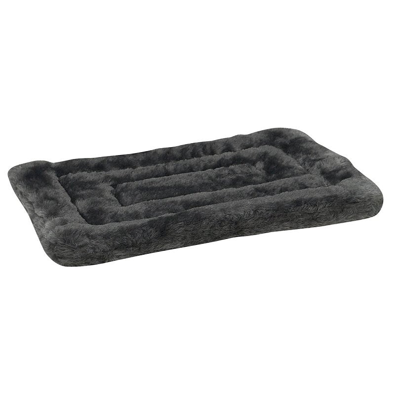 Slumber Pet ZW941 23 16 Plush Dog Mat, 23 in L, 16 in W, Plush Fur/Polyfiber Cover, Gray