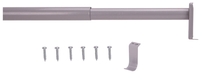 ProSource 21015ZCX-PS Adjustable Closet Rod, 72 to 96 in L, Steel, Silver