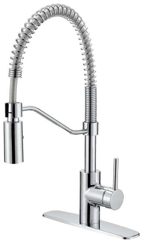 Boston Harbor FP4A0096CP Spring Pull-Down Kitchen Faucet, 1.8 gpm, 1-Faucet Handle, 1, 3-Faucet Hole, Chrome