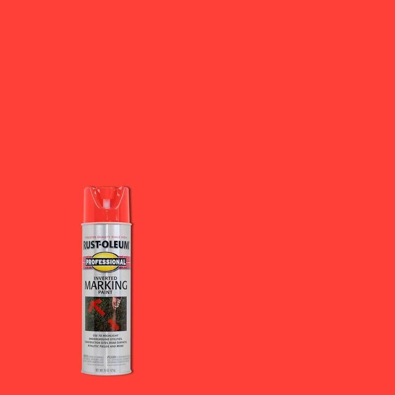 Rust-Oleum Professional Fluorescent Red-Orange Inverted Marking Paint 15 oz, Pack of 6