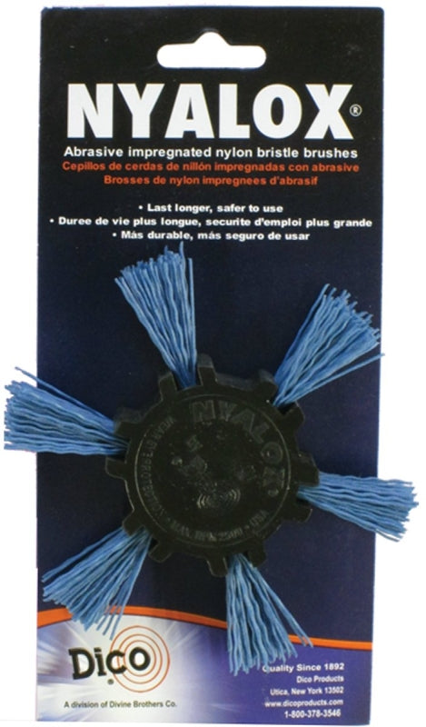 Dico 541-788-4 Flap Wheel Brush, 4 in Dia, Nylon Bristle, 1/4 in Arbor/Shank