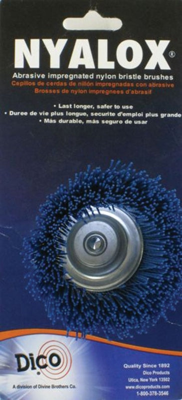 Dico 541-786-21/2 Wire Cup Brush, Nylon Bristle, 2-1/2 in Dia, 1/4 in Arbor/Shank