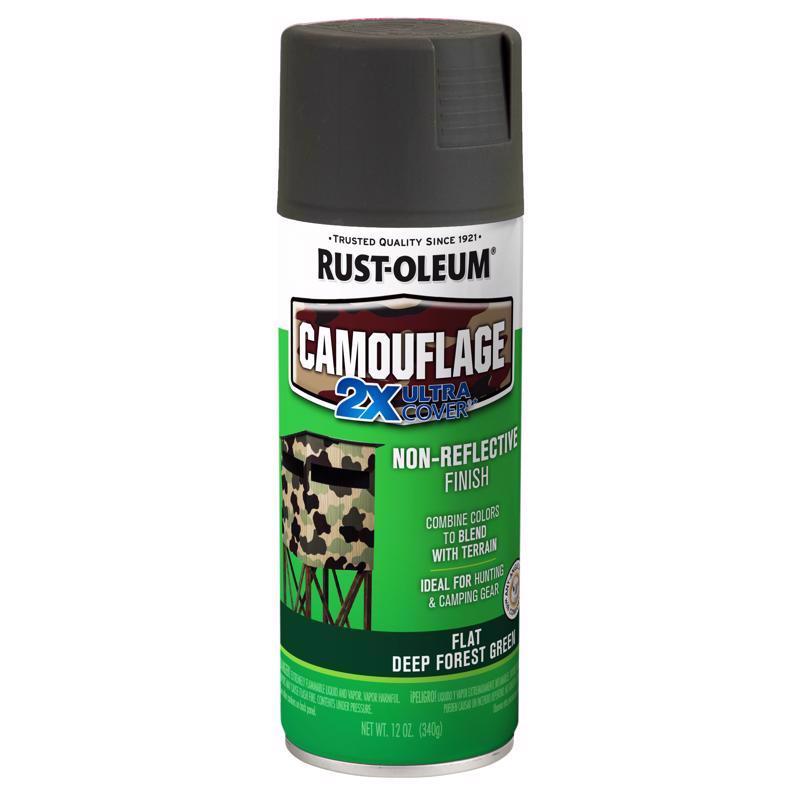 Rust-Oleum Specialty Flat Deep Forest Green Camouflage Spray Paint 12 oz, Pack of 6