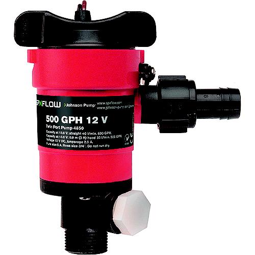 Dual Port Livewell/Washdown Pump, 1000 GPH