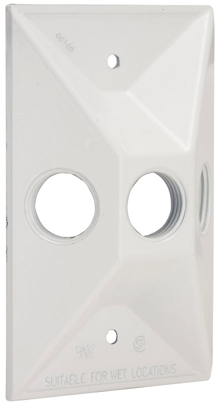 Bell Outdoor 5189-6 Cover, 4-19/32 in L, 2-27/32 in W, Rectangular, 1-Gang, Aluminum, White, Powder-Coated