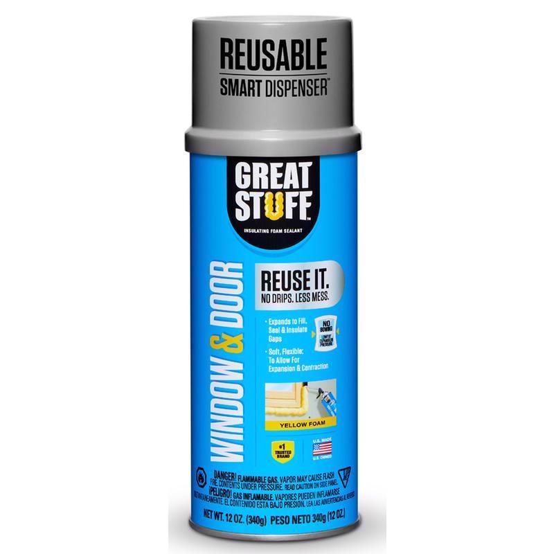 Great Stuff Smart Dispenser Yellow Polyurethane Insulating Foam Sealant 12 oz, Pack of 12