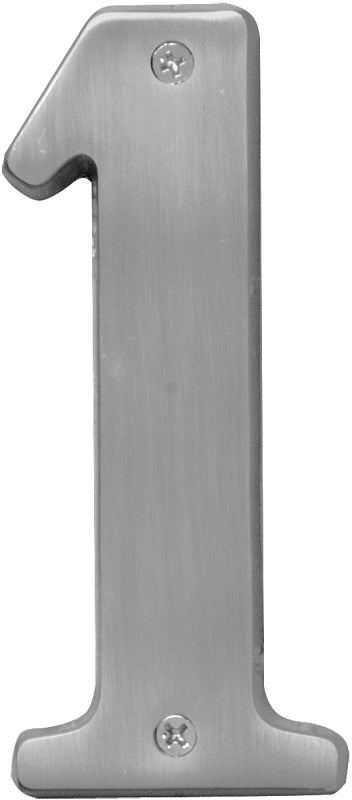 Hy-Ko Prestige Series BR-51SN/1 House Number, Character: 1, 5 in H Character, Nickel Character, Solid Brass, Pack of 3