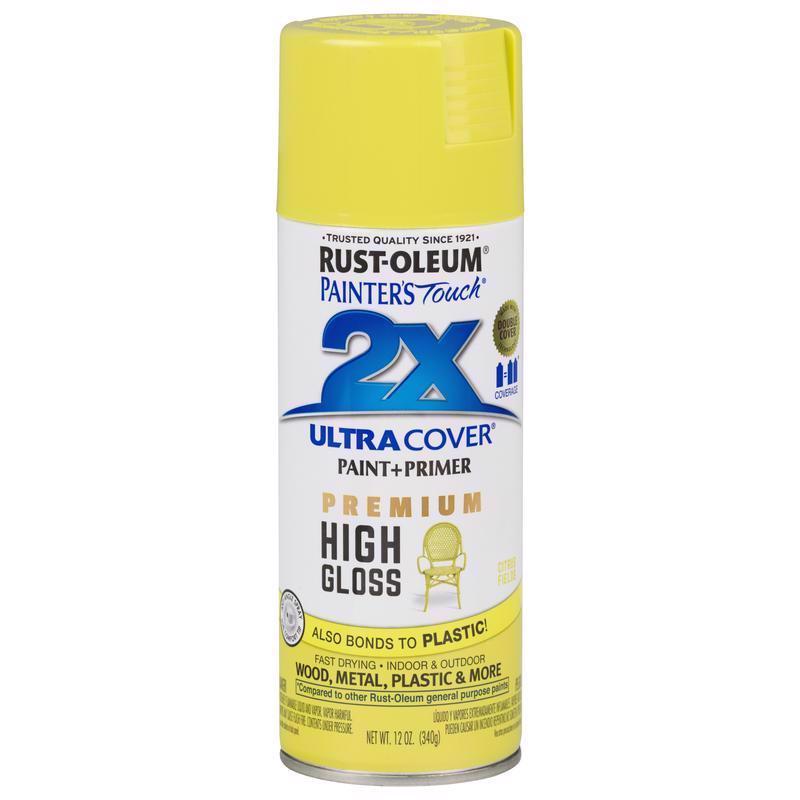 Rust-Oleum Painter's Touch High-Gloss Citrus Fields Paint+Primer Spray Paint 12 oz, Pack of 6
