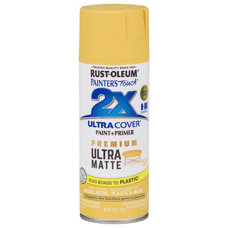 Rust-Oleum Painter's Touch 2X Ultra Cover Matte Golden Leaf Paint+Primer Spray Paint 12 oz, Pack of 6