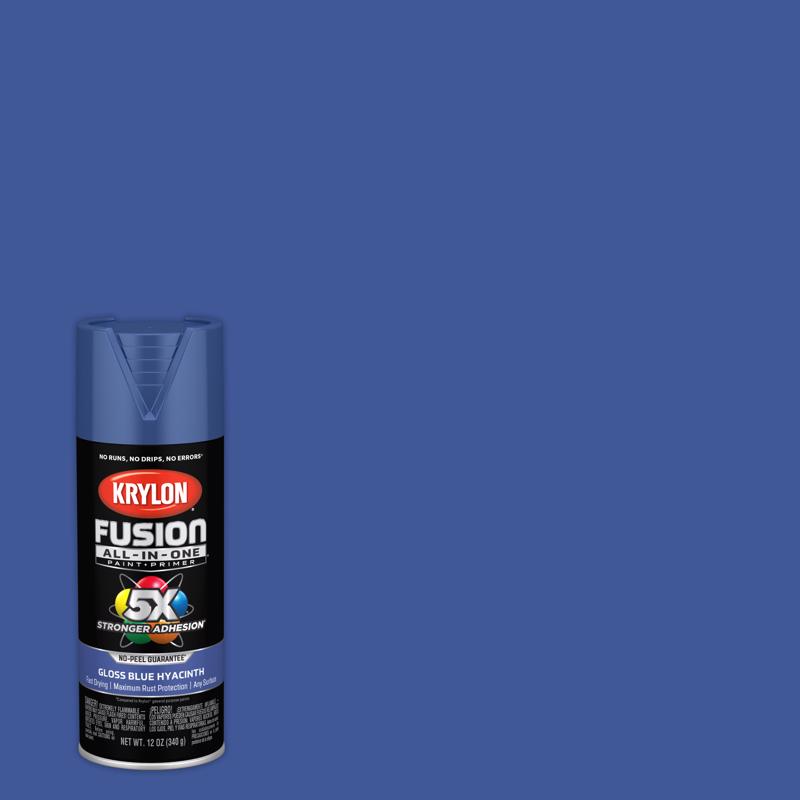 Krylon Fusion All-In-One Gloss Blue Hyacinth Paint+Primer Spray Paint 12 oz, Pack of 6