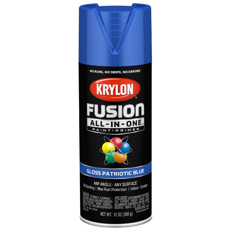 Krylon Fusion All-In-One Gloss Patriotic Blue Paint+Primer Spray Paint 12 oz, Pack of 6