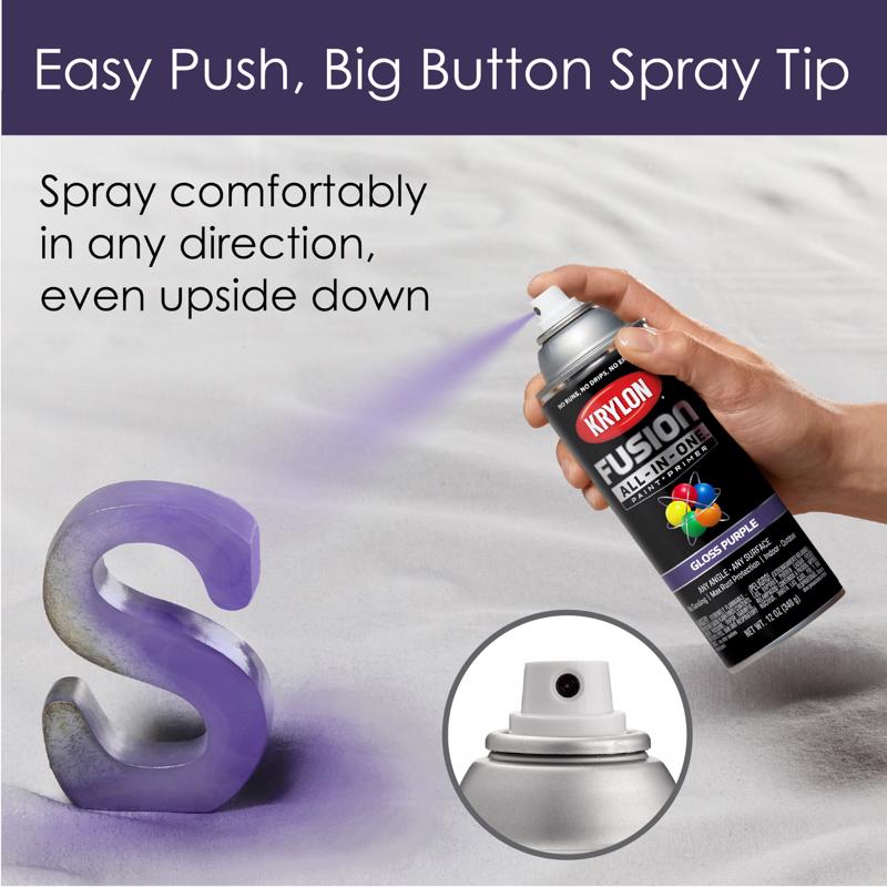 Krylon Fusion All-In-One Gloss Purple Paint+Primer Spray Paint 12 oz, Pack of 6