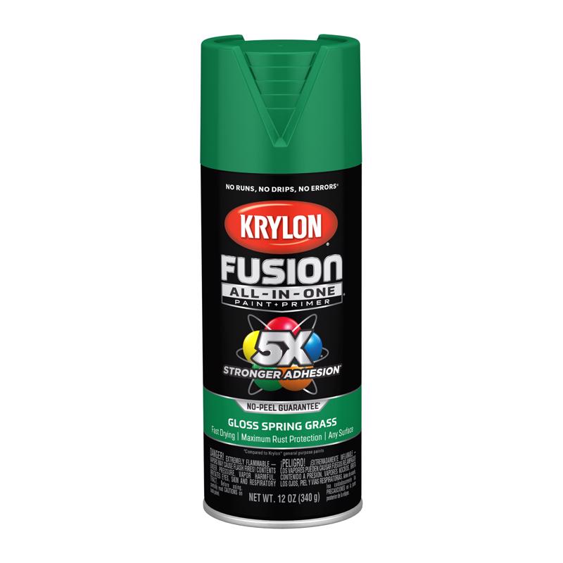 Krylon Fusion All-In-One Gloss Spring Grass Paint+Primer Spray Paint 12 oz, Pack of 6