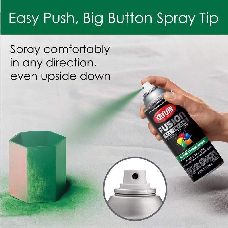 Krylon Fusion All-In-One Gloss Spring Grass Paint+Primer Spray Paint 12 oz, Pack of 6