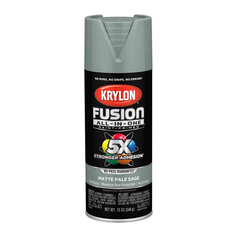 Krylon Fusion All-In-One Matte Pale Sage Paint+Primer Spray Paint 12 oz, Pack of 6