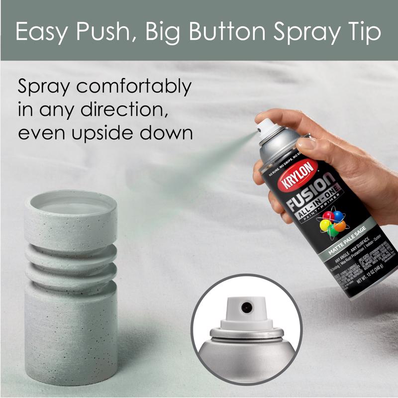 Krylon Fusion All-In-One Matte Pale Sage Paint+Primer Spray Paint 12 oz, Pack of 6