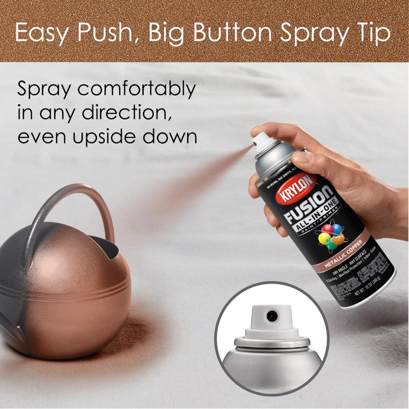 Krylon Fusion All-In-One Metallic Copper Paint+Primer Spray Paint 12 oz, Pack of 6