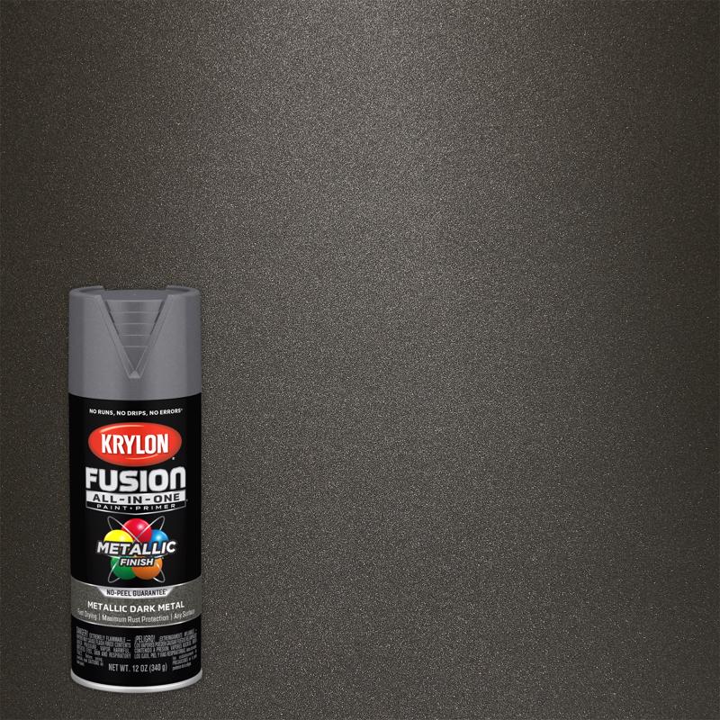 Krylon Fusion All-In-One Metallic Dark Metal Paint+Primer Spray Paint 12 oz, Pack of 6