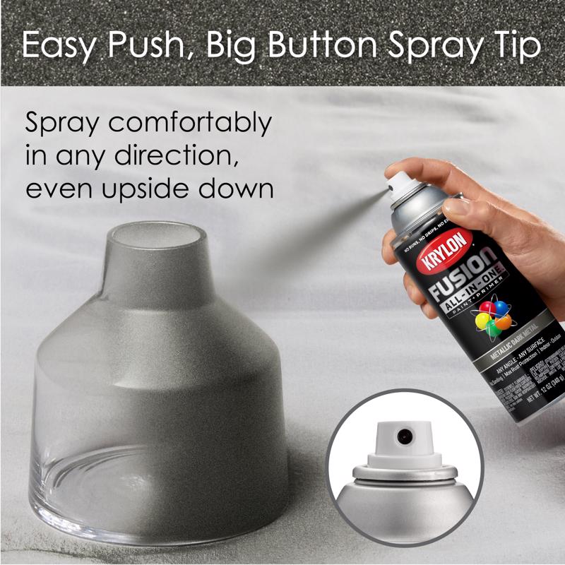 Krylon Fusion All-In-One Metallic Dark Metal Paint+Primer Spray Paint 12 oz, Pack of 6
