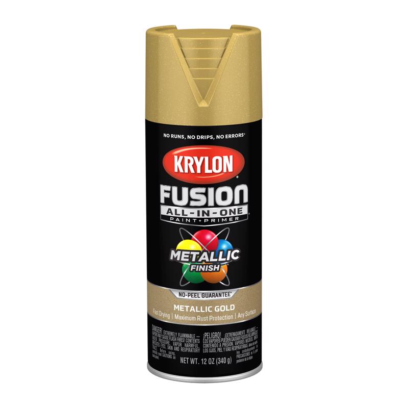 Krylon Fusion All-In-One Metallic Gold Paint+Primer Spray Paint 12 oz, Pack of 6