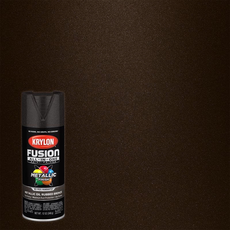 Krylon Fusion All-In-One Metallic Oil Rubbed Bronze Paint+Primer Spray Paint 12 oz, Pack of 6